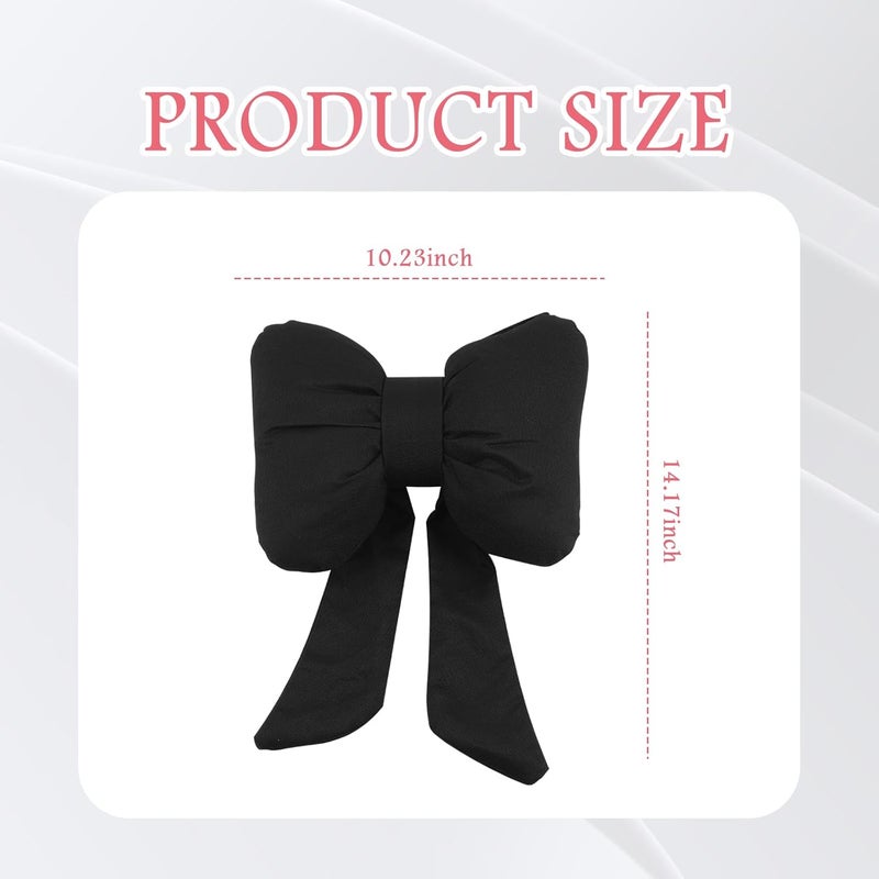 Figpade Cute Bow Car Headrest Pillow,Comfortable & Breathable Car Neck Pillows for Relief Neck Fatigue,Universal Head Rest Pillow for Cars Decoration as Birthday Gifts for Women,Girl (Black) - Image 2